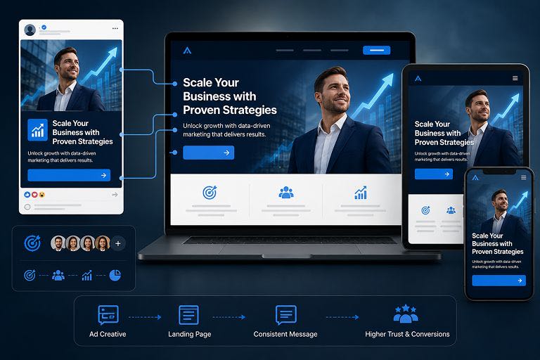 Align messaging across campaigns, landing pages, and ad creatives to improve ROAS, conversion rates, and marketing performance.